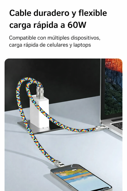 Cable Cargador Portátil 2 en 1 con Cordón USB-C