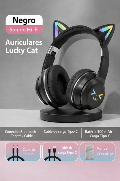 Auriculares Bluetooth Cat Ear con Luces RGB
