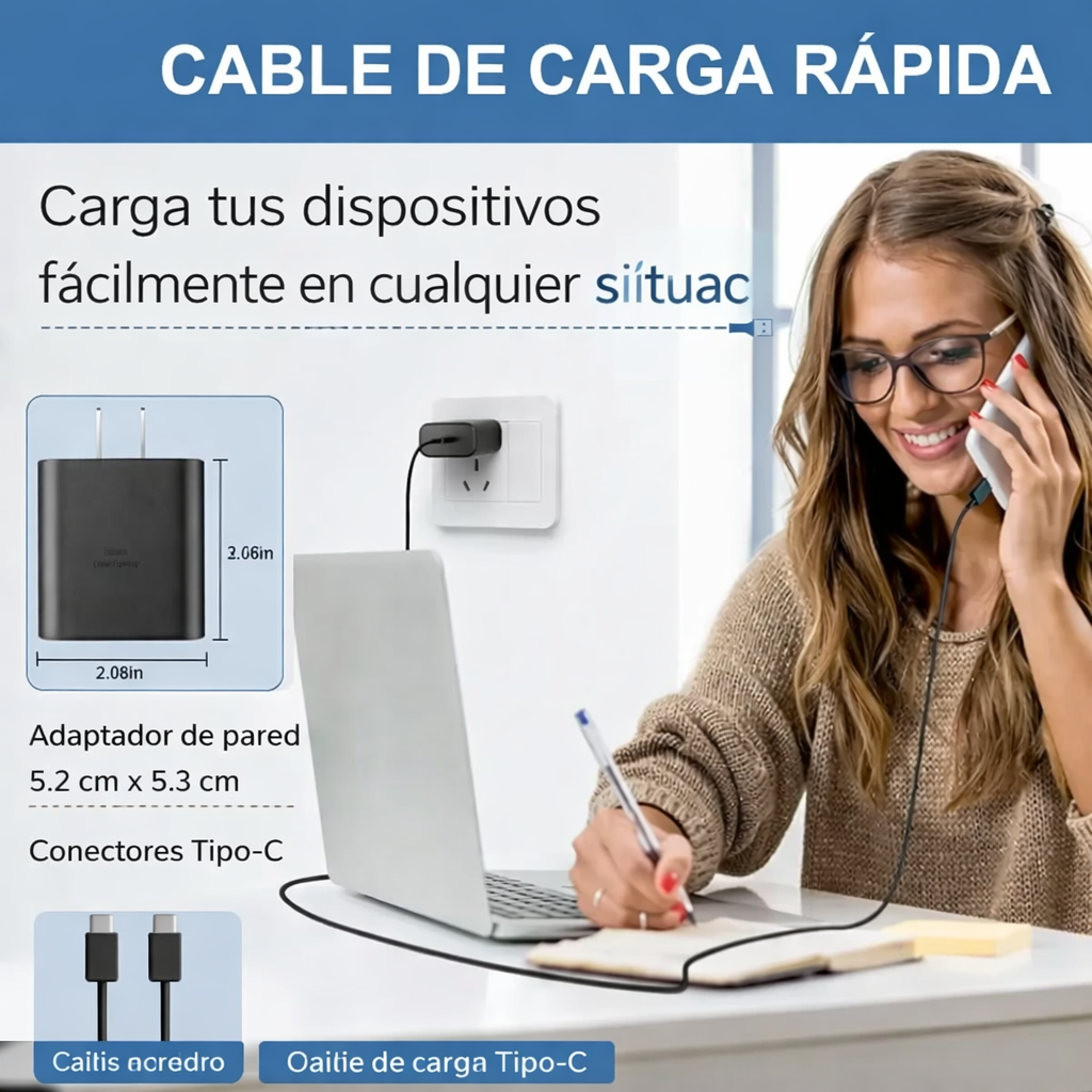 Cargador USB-C Carga Rápida para Android con Cable