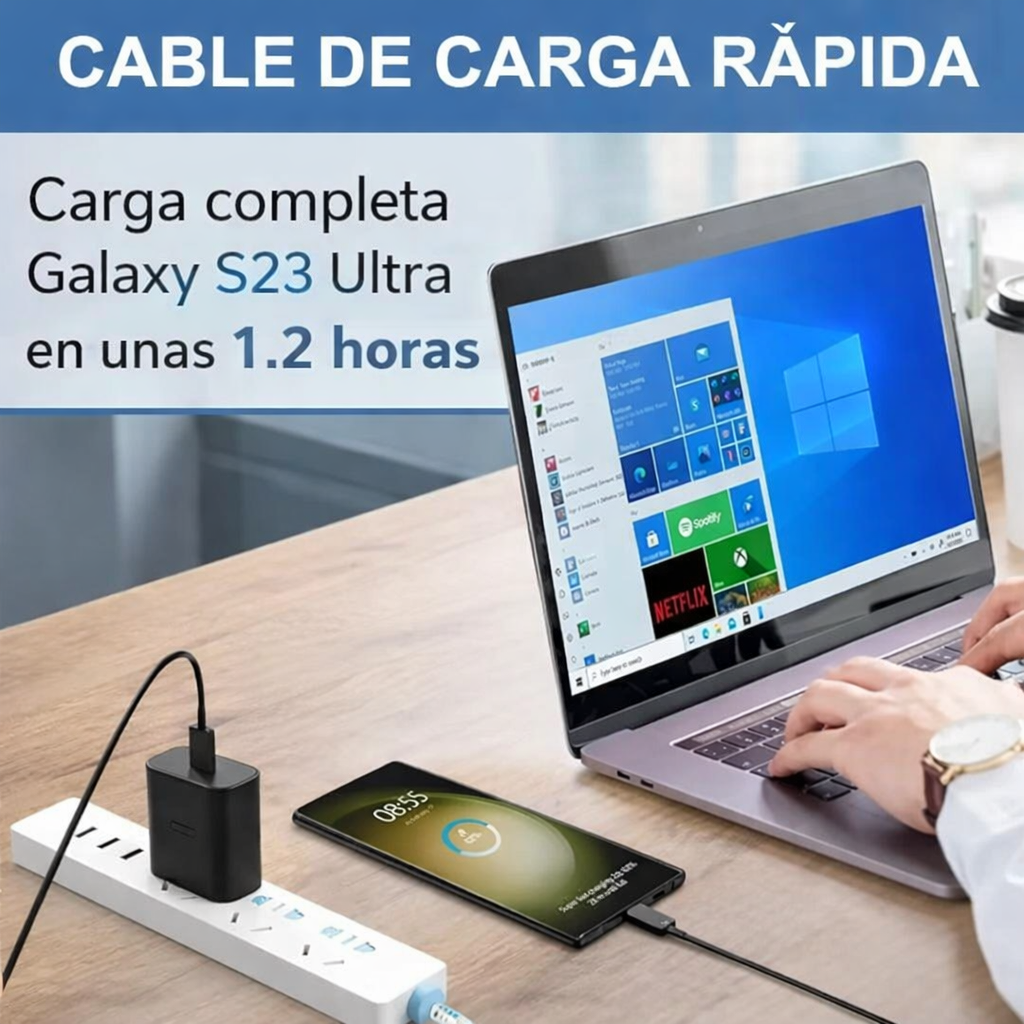 Cargador USB-C Carga Rápida para Android con Cable