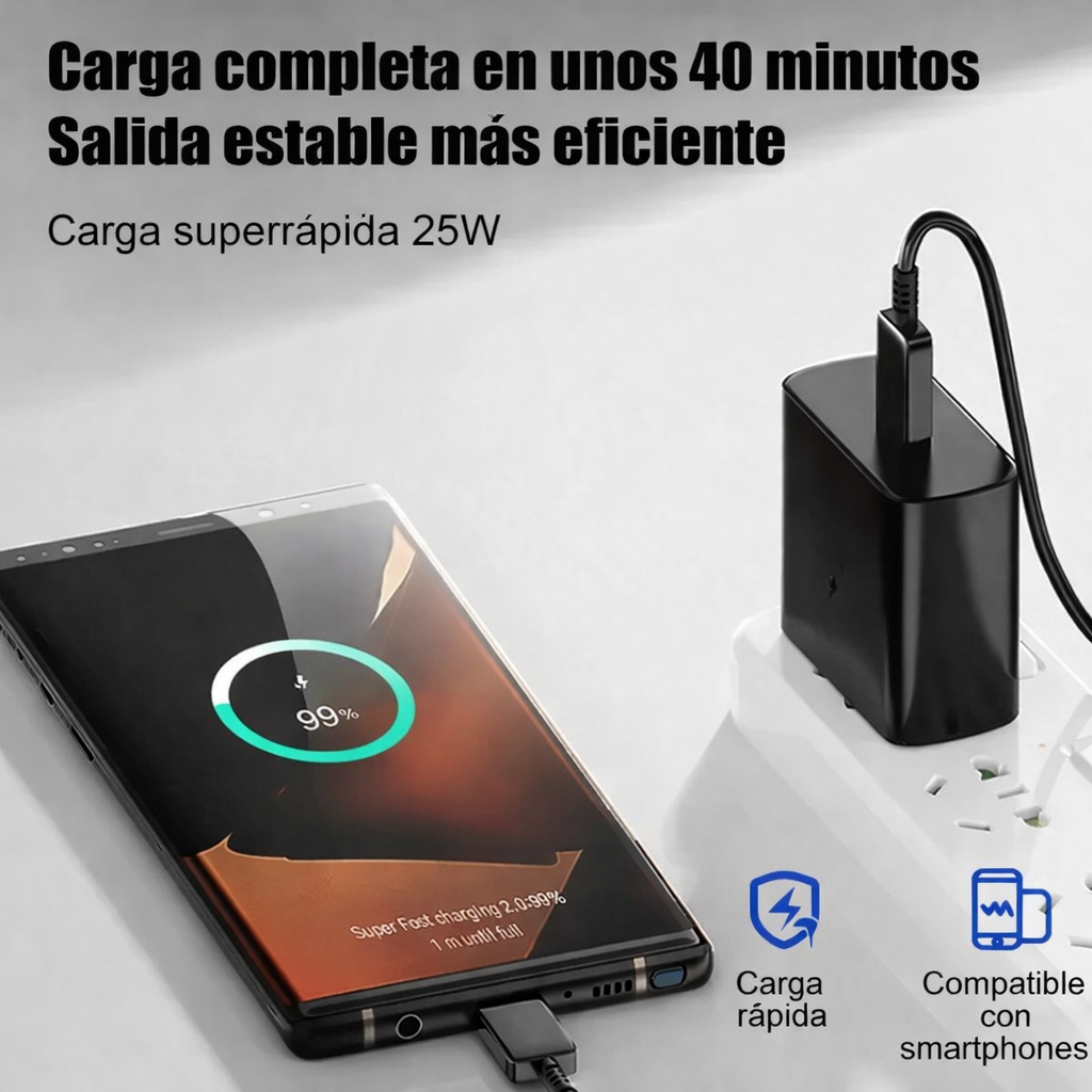 Cargador USB-C Carga Rápida para Android con Cable
