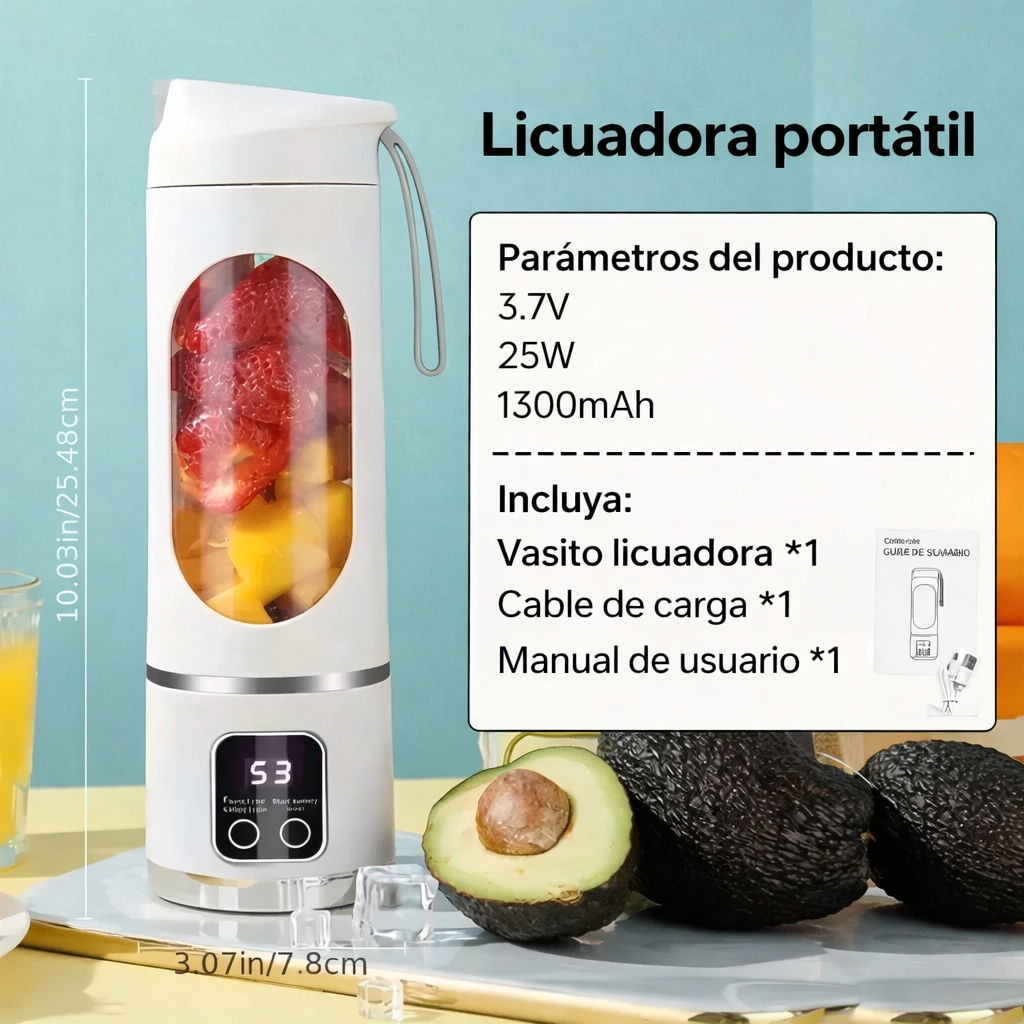 Licuadora Portátil Manual con Carga USB