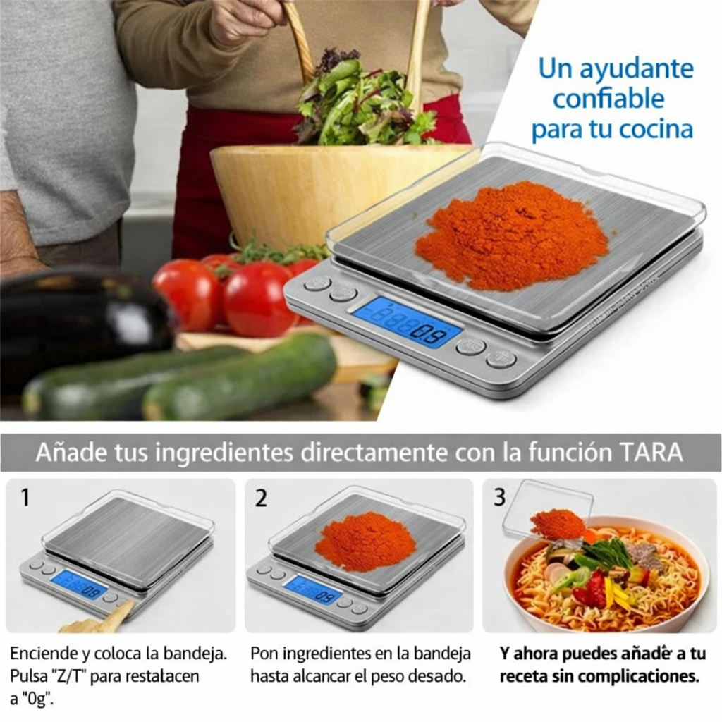 Báscula Digital de Cocina 3000g Acero Inoxidable