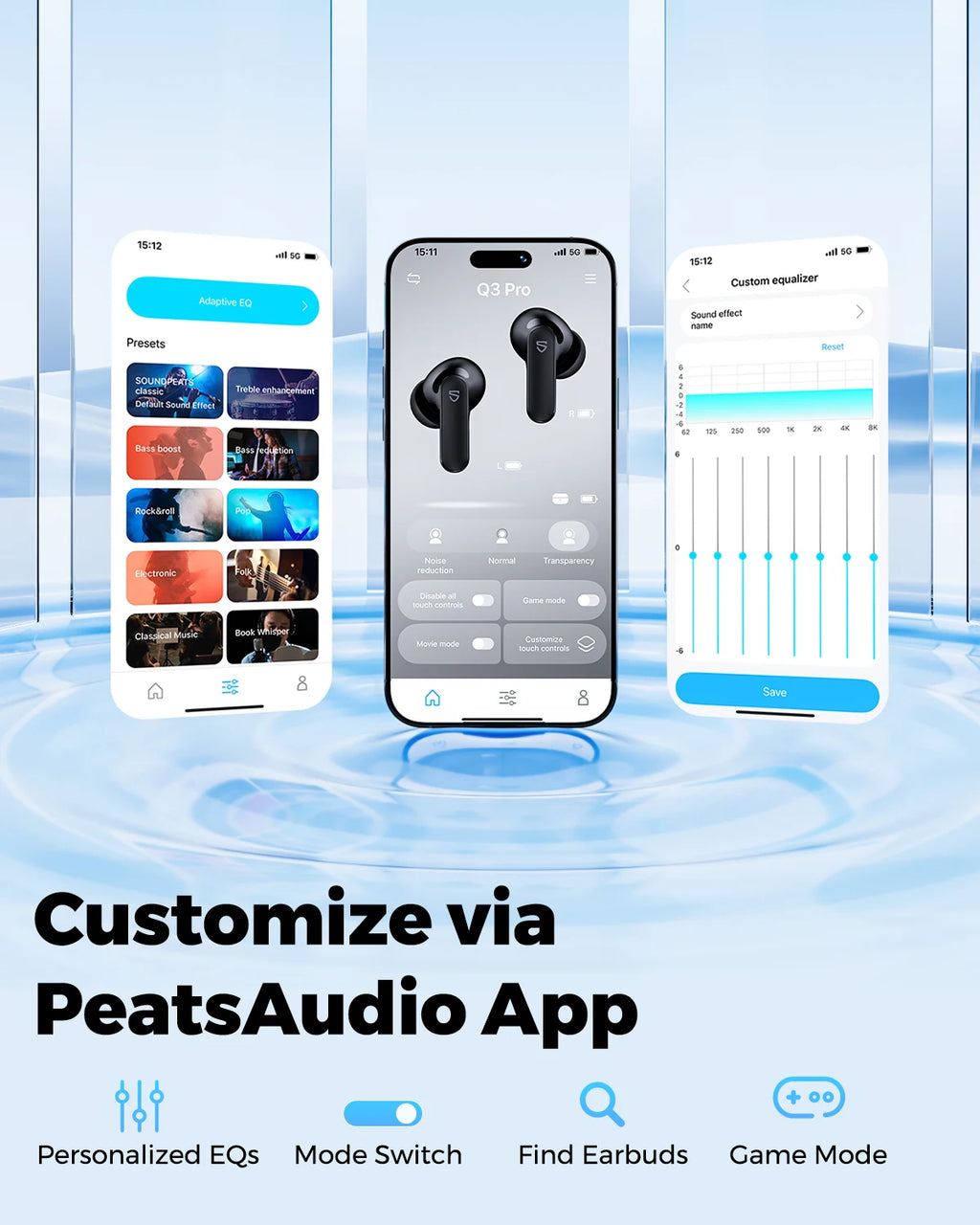 Audífonos SoundPEATS Q3 Pro con Cancelación de Ruido