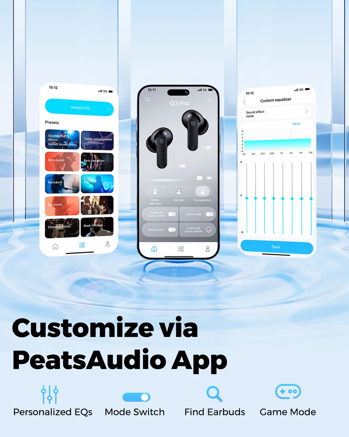 Audífonos SoundPEATS Q3 Pro con Cancelación de Ruido