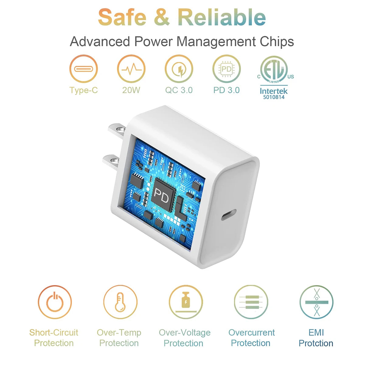 Cargador USB-C 20W PD Carga Rápida Universal