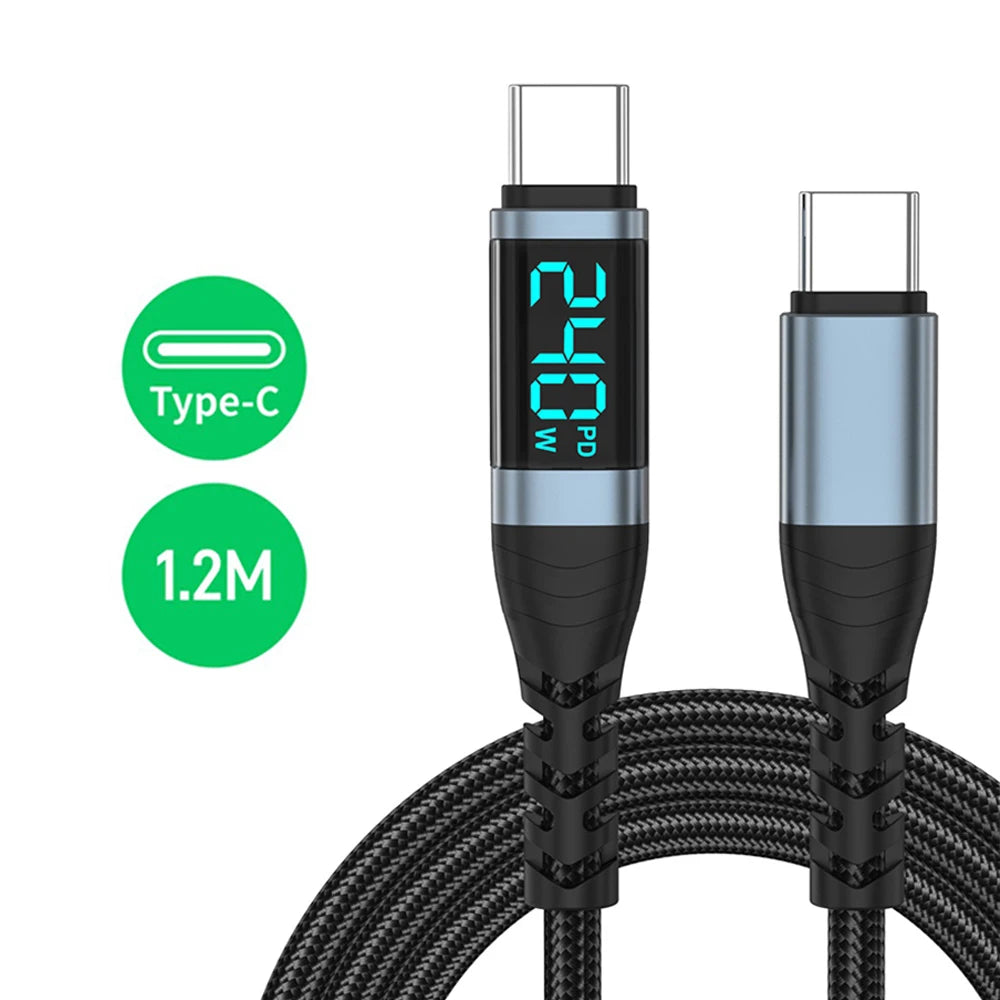 Cable USB-C 240W con Display Digital de Carga