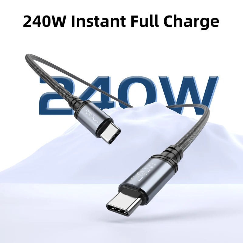 Cable USB-C 240W Carga Rápida para Laptop y Celular