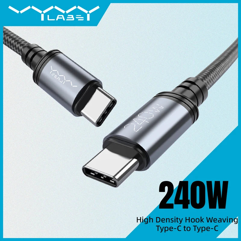 Cable USB-C 240W Carga Rápida para Laptop y Celular