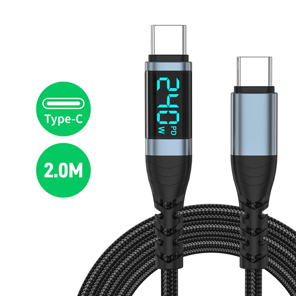 Cable USB-C 240W con Display Digital de Carga