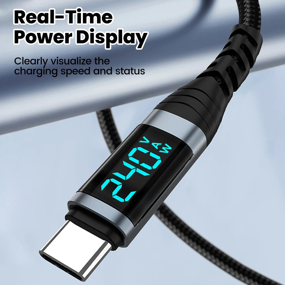 Cable USB-C 240W con Display Digital de Carga
