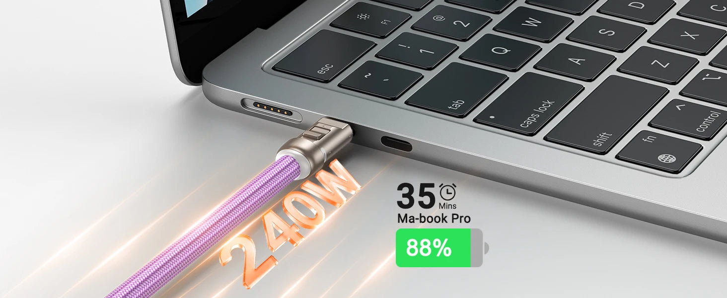 Cable USB-C 240W con Cordón 2 en 1 AUFU