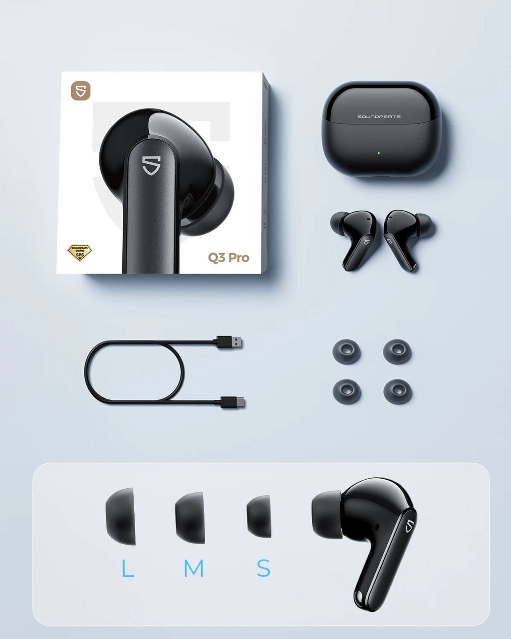 Audífonos SoundPEATS Q3 Pro con Cancelación de Ruido