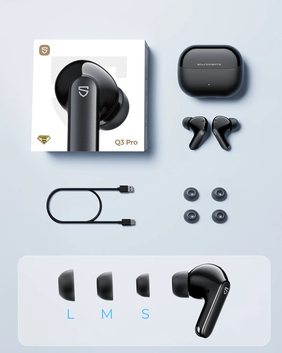 Audífonos SoundPEATS Q3 Pro con Cancelación de Ruido
