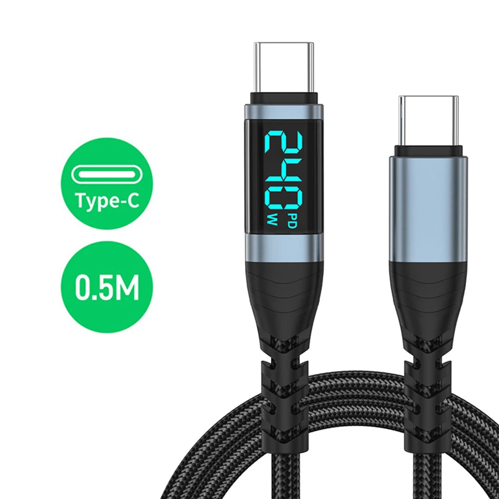 Cable USB-C 240W con Display Digital de Carga