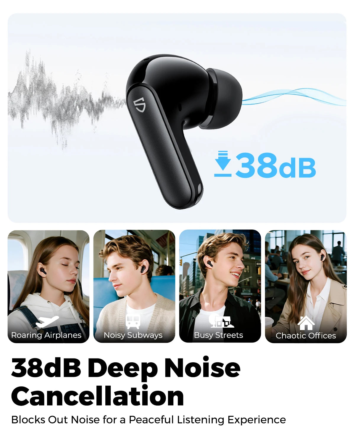 Audífonos SoundPEATS Q3 Pro con Cancelación de Ruido