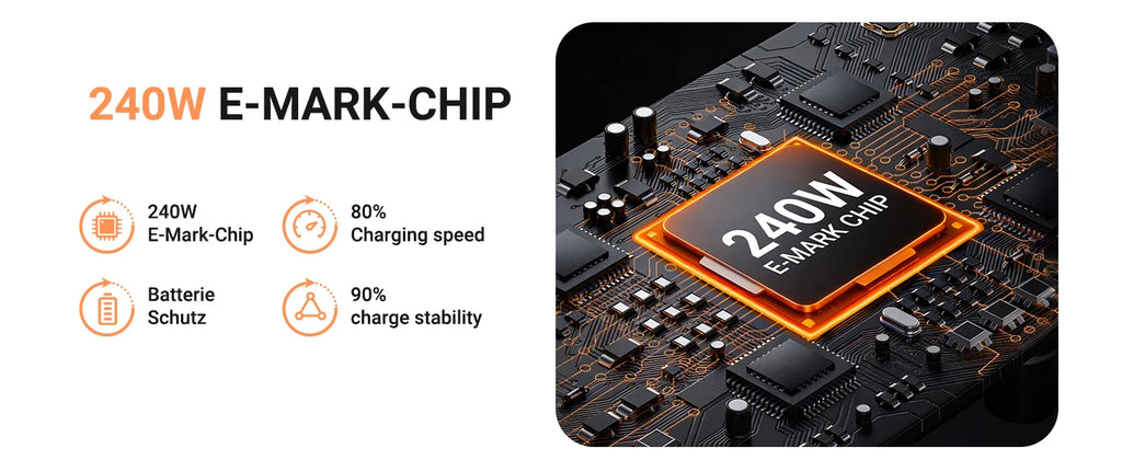 Cable USB-C 240W con Cordón 2 en 1 AUFU
