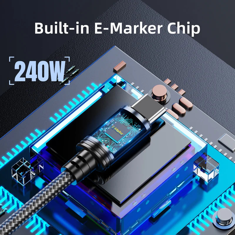 Cable USB-C 240W Carga Rápida para Laptop y Celular