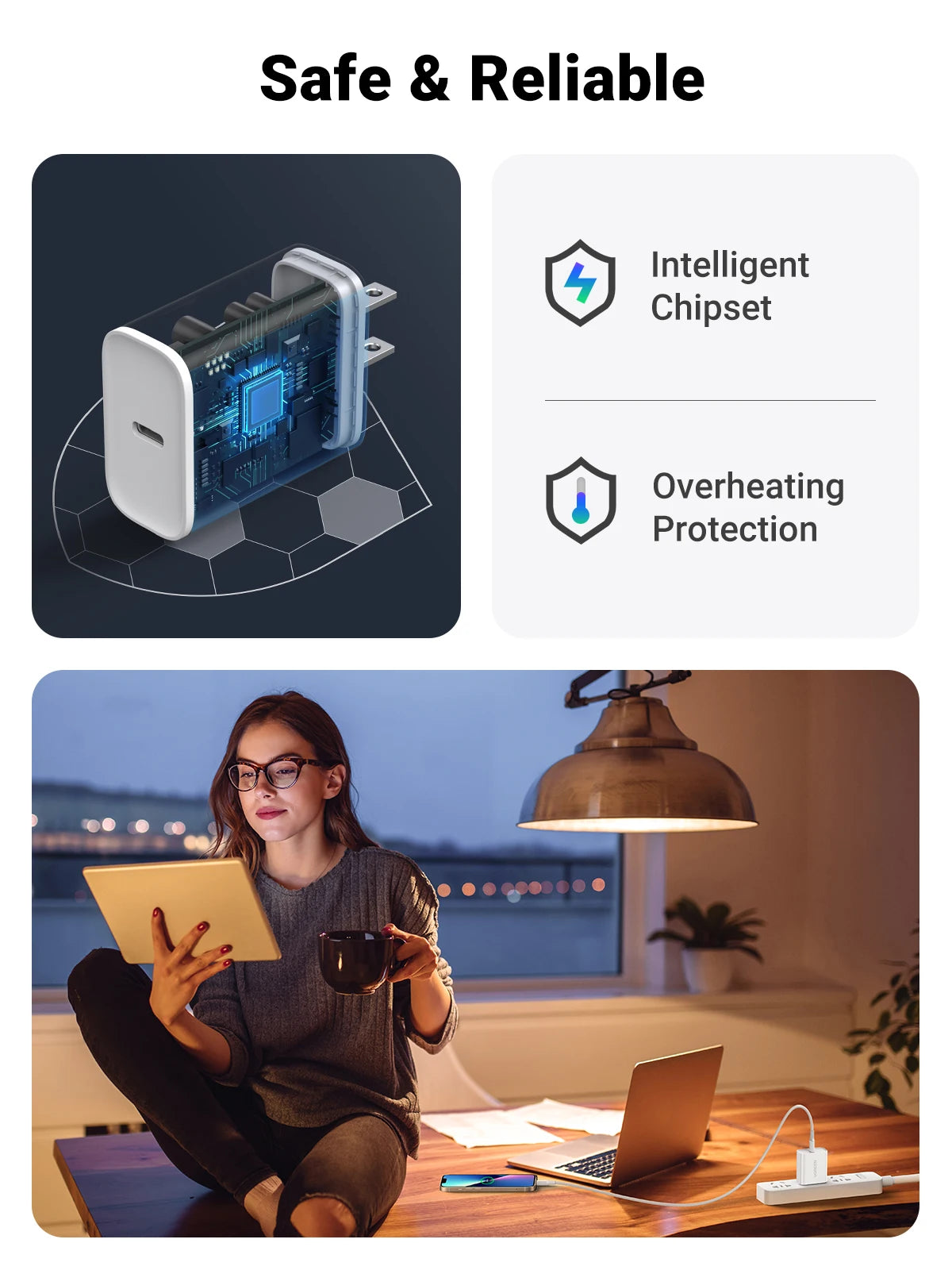 Cargador USB-C 20W Carga Rápida para Celular