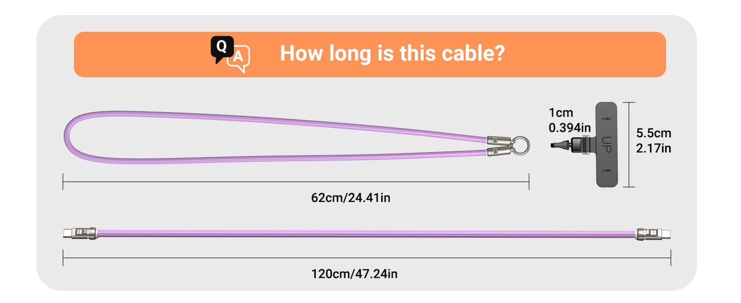 Cable USB-C 240W con Cordón 2 en 1 AUFU