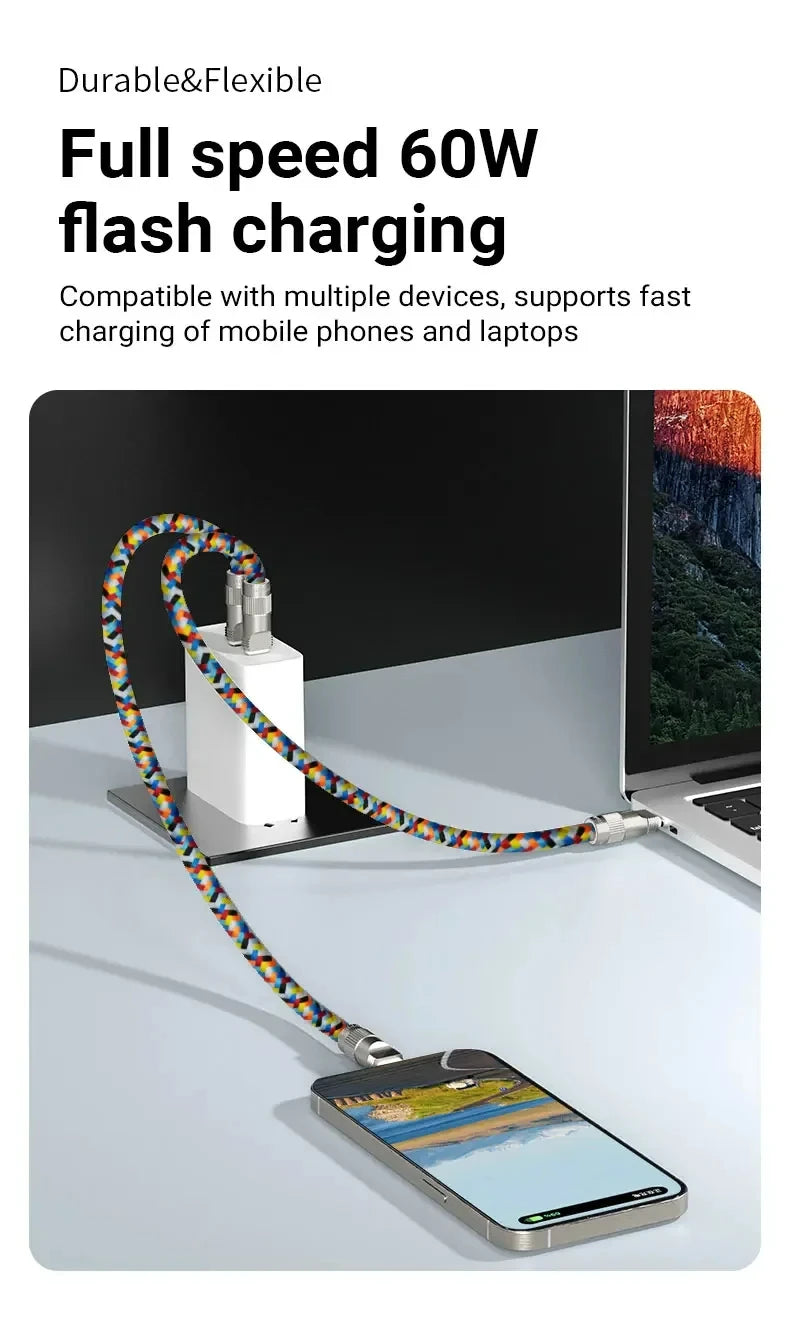 Cable Cargador Portátil 2 en 1 con Cordón USB-C